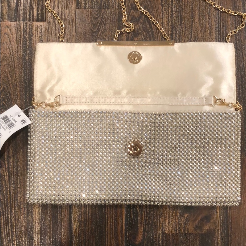 INC Heather Clutch One Size Gold NWT - Picture 3 of 6